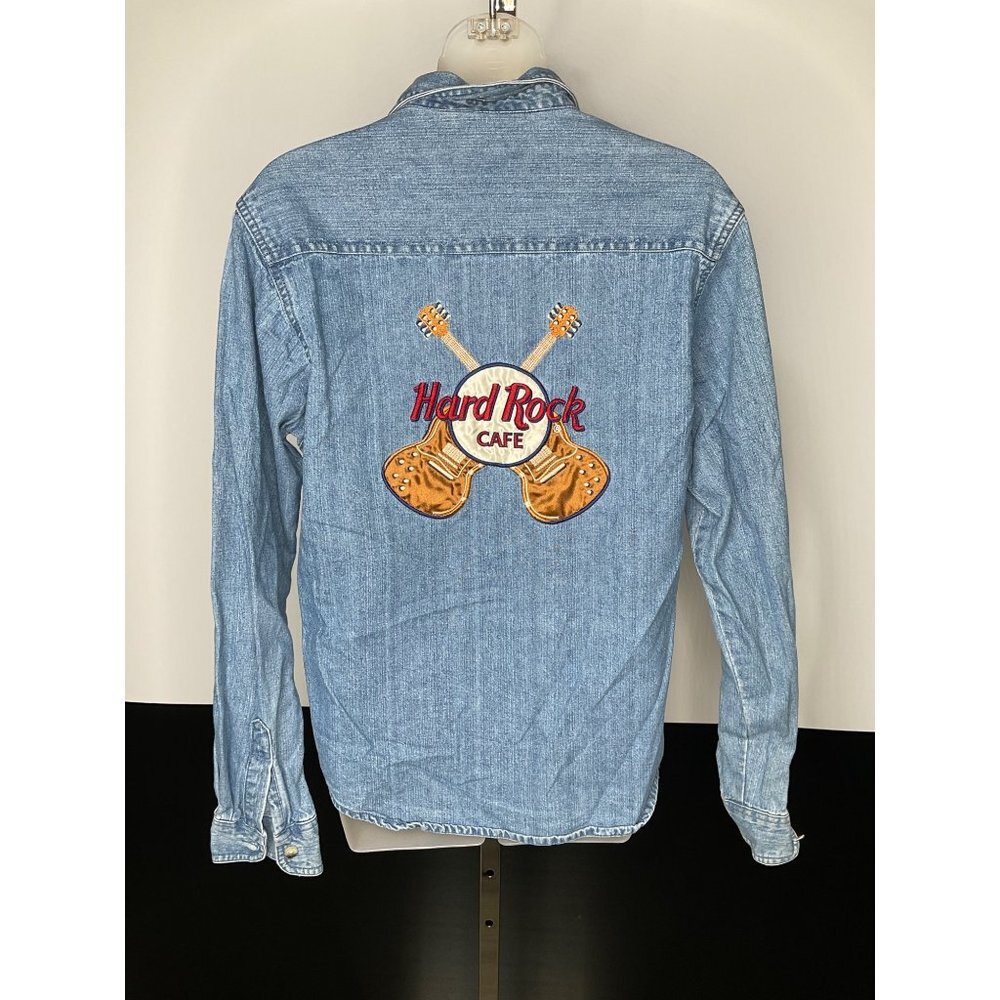San Francisco Hard Rock Cafe Womens Denim Shirt Blue MEDIUM Embroidered